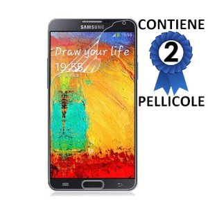 PELLICOLA PROTEGGI DISPLAY SAMSUNG GALAXY NOTE 3, N9000, N9002, N9005 CONFEZIONE 2 PEZZI