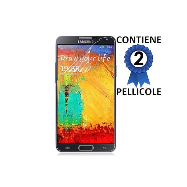 PELLICOLA PROTEGGI DISPLAY SAMSUNG GALAXY NOTE 3, N9000, N9002, N9005 CONFEZIONE 2 PEZZI