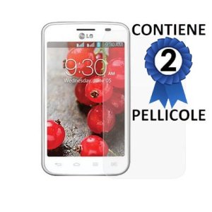 PELLICOLA PROTEGGI DISPLAY LG OPTIMUS L4 II DUAL, E445 CONFEZIONE 2 PEZZI