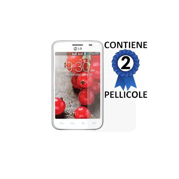 PELLICOLA PROTEGGI DISPLAY LG OPTIMUS L4 II DUAL, E445 CONFEZIONE 2 PEZZI