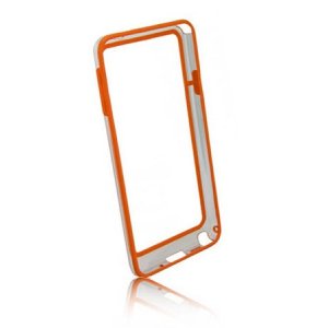 CUSTODIA BUMPER GEL TPU SILICONE SEMI-RIGIDO per SAMSUNG GALAXY NOTE 3, N9000, N9002, N9005 ARANCIO-TRASPARENTE-ARANCIO