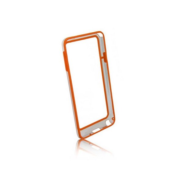 CUSTODIA BUMPER GEL TPU SILICONE SEMI-RIGIDO per SAMSUNG GALAXY NOTE 3, N9000, N9002, N9005 ARANCIO-TRASPARENTE-ARANCIO