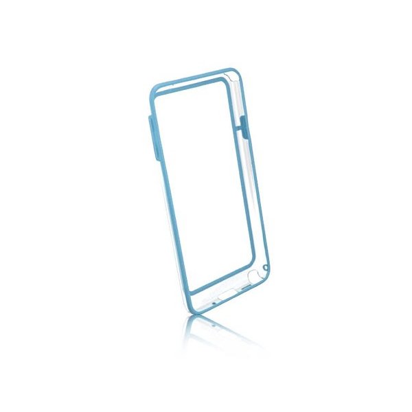 CUSTODIA BUMPER GEL TPU SILICONE SEMI-RIGIDO per SAMSUNG GALAXY NOTE 3, N9000, N9002, N9005 AZZURRO-TRASPARENTE-AZZURRO