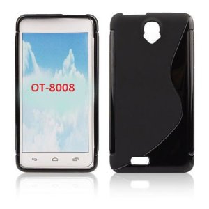 CUSTODIA GEL TPU SILICONE DOUBLE per ALCATEL ONE TOUCH SCRIBE HD, 8008 COLORE NERO