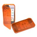 CUSTODIA GEL TPU SILICONE FLIP BOOK per APPLE IPHONE 4, 4S COLORE ARANCIONE TRASPARENTE