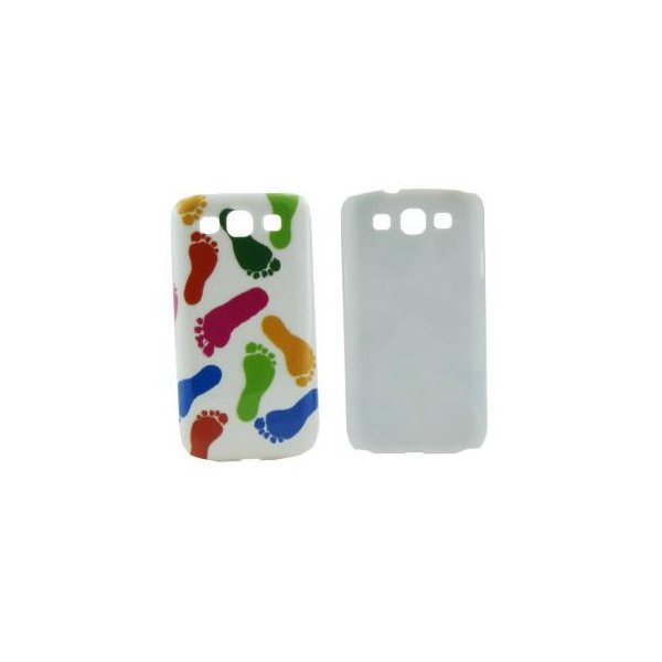 CUSTODIA BACK RIGIDA per SAMSUNG I9300 GALAXY S3, I9300i GALAXY S3 NEO FANTASIA IMPRONTE PIEDI SU SFONDO BIANCO