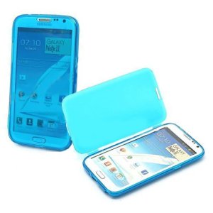 CUSTODIA GEL TPU SILICONE FLIP BOOK per SAMSUNG N7100 GALAXY NOTE 2, N7105 COLORE BLU