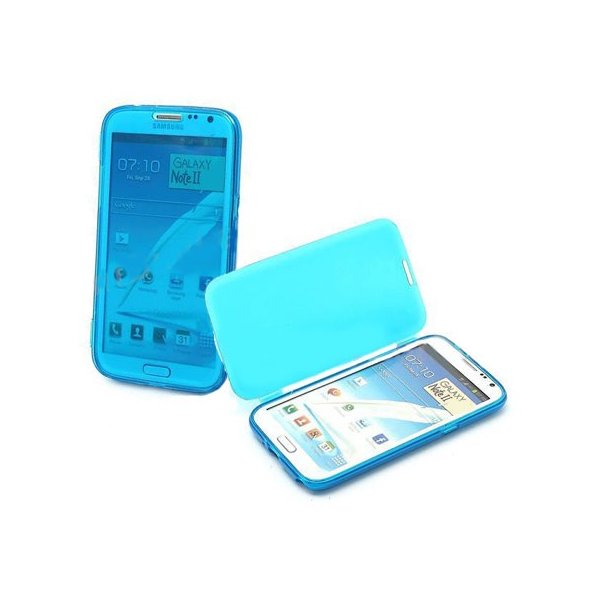 CUSTODIA GEL TPU SILICONE FLIP BOOK per SAMSUNG N7100 GALAXY NOTE 2, N7105 COLORE BLU