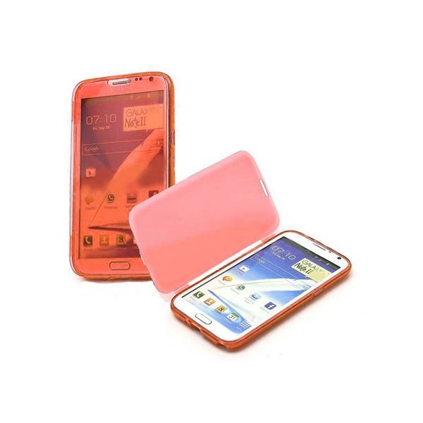 CUSTODIA GEL TPU SILICONE FLIP BOOK per SAMSUNG N7100 GALAXY NOTE 2, N7105 COLORE ARANCIONE