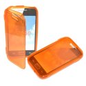 CUSTODIA GEL TPU SILICONE FLIP BOOK per SAMSUNG S5360 GALAXY Y, S5369 GALAXY Y COLORE ARANCIONE