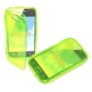 CUSTODIA GEL TPU SILICONE FLIP BOOK per SAMSUNG S5360 GALAXY Y, S5369 GALAXY Y COLORE VERDE