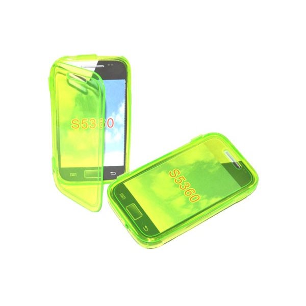 CUSTODIA GEL TPU SILICONE FLIP BOOK per SAMSUNG S5360 GALAXY Y, S5369 GALAXY Y COLORE VERDE