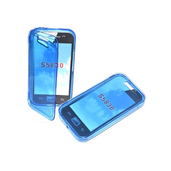 CUSTODIA GEL TPU SILICONE FLIP BOOK per SAMSUNG S5830 GALAXY ACE COLORE BLU