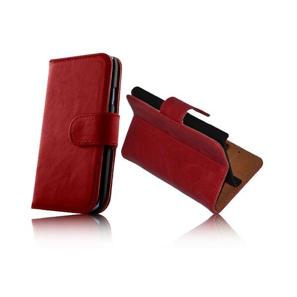 CUSTODIA FLIP ORIZZONTALE PELLE per LG OPTIMUS L3 II, E430 CON STAND E PORTA CARTE COLORE ROSSO