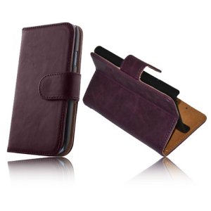 CUSTODIA FLIP ORIZZONTALE PELLE per LG OPTIMUS L5 II, E460 CON STAND E PORTA CARTE COLORE VIOLA