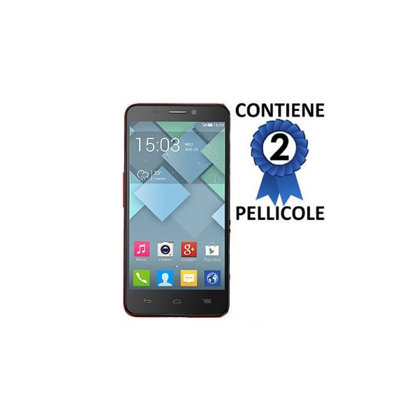 PELLICOLA PROTEGGI DISPLAY ALCATEL ONE TOUCH 6034 IDOL S CONFEZIONE 2 PEZZI