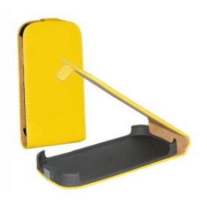 CUSTODIA VERTICALE SLIM FLIP PELLE per SAMSUNG I8260 GALAXY CORE, I8262 COLORE GIALLO