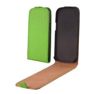 CUSTODIA FLIP VERTICALE SLIM PELLE per SAMSUNG I8260 GALAXY CORE, I8262 COLORE VERDE