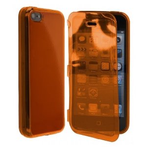 CUSTODIA GEL TPU SILICONE FLIP BOOK TOUCH SCREEN per APPLE IPHONE 5c COLORE ARANCIONE