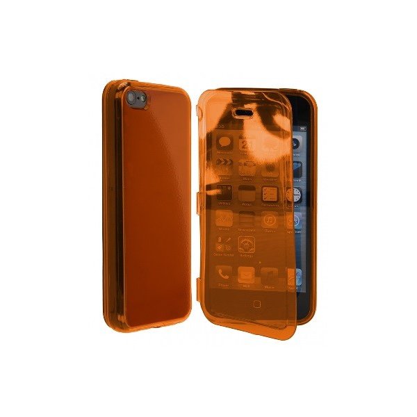 CUSTODIA GEL TPU SILICONE FLIP BOOK TOUCH SCREEN per APPLE IPHONE 5c COLORE ARANCIONE