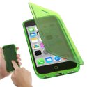 CUSTODIA GEL TPU SILICONE FLIP BOOK TOUCH SCREEN per APPLE IPHONE 5c COLORE VERDE