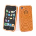 CUSTODIA GEL TPU SILICONE per APPLE IPHONE 4, 4s COLORE ARANCIONE TRASPARENTE CON FANTASIA CERCHI