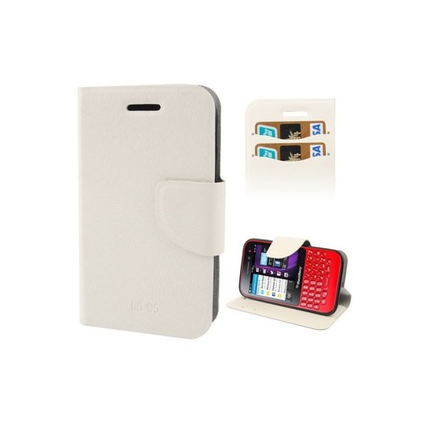 CUSTODIA BOOK SLIM per BLACKBERRY Q5 CON STAND E PORTA CARTE COLORE BIANCO VENATO