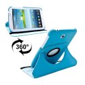 CUSTODIA BOOK PELLE GIREVOLE per SAMSUNG P3200 GALAXY TAB 3 7.0, P3210, SM-T210, SM-T211 7" POLLICI COLORE AZZURRO