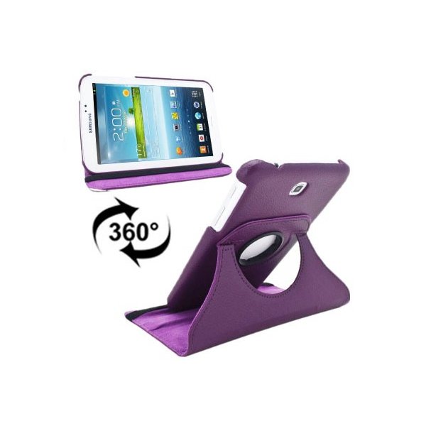 CUSTODIA BOOK PELLE GIREVOLE per SAMSUNG P3200 GALAXY TAB 3 7.0, P3210, SM-T210, SM-T211 7" POLLICI COLORE VIOLA