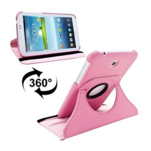 CUSTODIA BOOK PELLE GIREVOLE per SAMSUNG P3200 GALAXY TAB 3 7.0, P3210, SM-T210, SM-T211 7" POLLICI COLORE ROSA