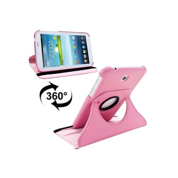 CUSTODIA BOOK PELLE GIREVOLE per SAMSUNG P3200 GALAXY TAB 3 7.0, P3210, SM-T210, SM-T211 7" POLLICI COLORE ROSA