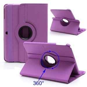 CUSTODIA BOOK PELLE GIREVOLE per SAMSUNG P5200 GALAXY TAB 3 10.1, P5210, 10.1" POLLICI COLORE VIOLA