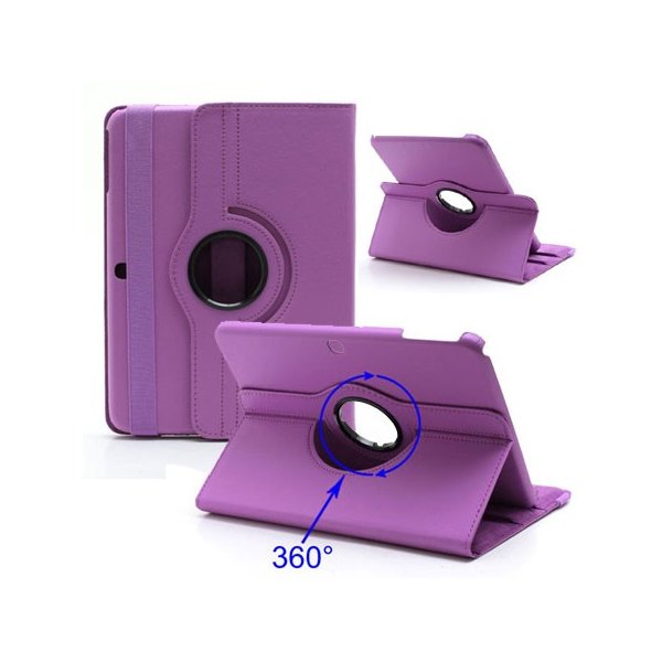 CUSTODIA BOOK PELLE GIREVOLE per SAMSUNG P5200 GALAXY TAB 3 10.1, P5210, 10.1" POLLICI COLORE VIOLA