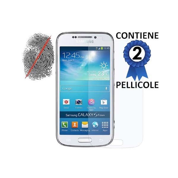 PELLICOLA PROTEGGI DISPLAY ANTI IMPRONTA SAMSUNG C1010 GALAXY S4 ZOOM, C101 CONFEZIONE 2 PEZZI