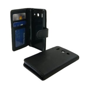 CUSTODIA FLIP ORIZZONTALE per HUAWEI ASCEND G510, U8951 DAYTONA CON TASCHE PORTA CARTE COLORE NERO