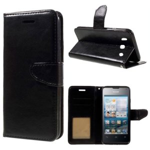 CUSTODIA FLIP ORIZZONTALE per HUAWEI ASCEND Y300, U8833 CON TASCHE PORTA CARTE COLORE NERO