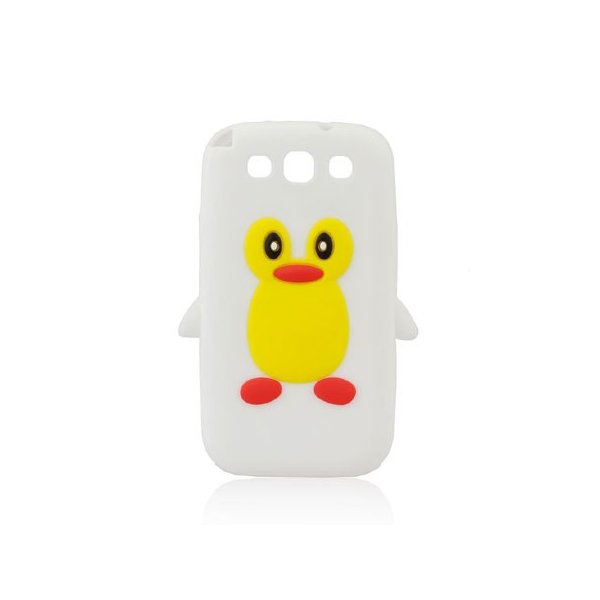 CUSTODIA GEL TPU SILICONE per SAMSUNG I9300 GALAXY S3, I9300i GALAXY S3 NEO FANTASIA PINGUINO COLORE BIANCO