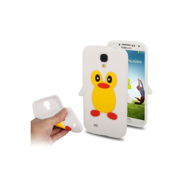 CUSTODIA GEL TPU SILICONE per SAMSUNG I9500 GALAXY S4, I9505, I9502 FANTASIA PINGUINO COLORE BIANCO