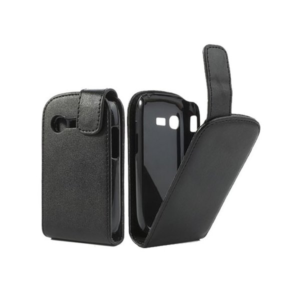 CUSTODIA VERTICALE FLIP PELLE per SAMSUNG S3802 REX 70, S3800 COLORE NERO