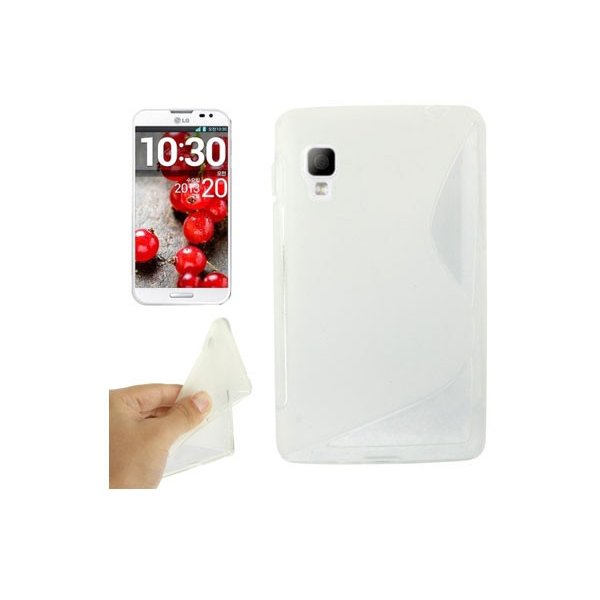 CUSTODIA GEL TPU SILICONE DOUBLE per LG OPTIMUS L4 II, E440 COLORE BIANCO-TRASPARENTE