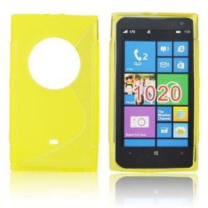 CUSTODIA GEL TPU SILICONE DOUBLE per NOKIA LUMIA 1020, EOS, 909, RM-875, RM-877, RM-876 COLORE GIALLO