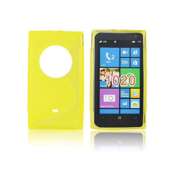 CUSTODIA GEL TPU SILICONE DOUBLE per NOKIA LUMIA 1020, EOS, 909, RM-875, RM-877, RM-876 COLORE GIALLO