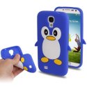 CUSTODIA GEL TPU SILICONE per SAMSUNG I9500 GALAXY S4, I9505, I9502 FANTASIA PINGUINO COLORE BLU