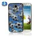 CUSTODIA BACK RIGIDA IN 3D per SAMSUNG I9500 GALAXY S4, I9505, I9502 FANTASIA PALLONI DA CALCIO SU SFONDO BLU