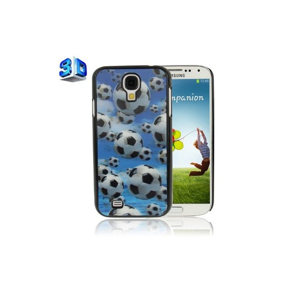 CUSTODIA BACK RIGIDA IN 3D per SAMSUNG I9500 GALAXY S4, I9505, I9502 FANTASIA PALLONI DA CALCIO SU SFONDO BLU