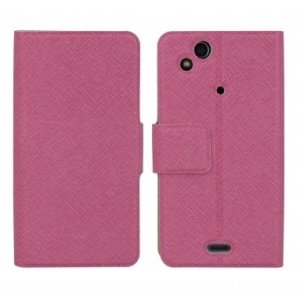 CUSTODIA FLIP ORIZZONTALE SLIM per SONY-ERICSSON X12 XPERIA ARC CON STAND E CHIUSURA MAGNETICA COLORE FUCSIA