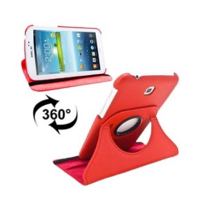 CUSTODIA BOOK PELLE GIREVOLE per SAMSUNG P3200 GALAXY TAB 3 7.0, P3210, SM-T210, SM-T211 7" POLLICI COLORE ROSSO