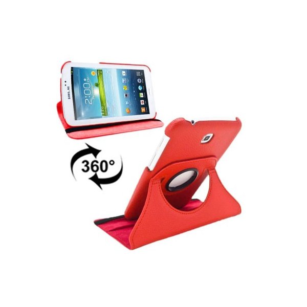 CUSTODIA BOOK PELLE GIREVOLE per SAMSUNG P3200 GALAXY TAB 3 7.0, P3210, SM-T210, SM-T211 7" POLLICI COLORE ROSSO