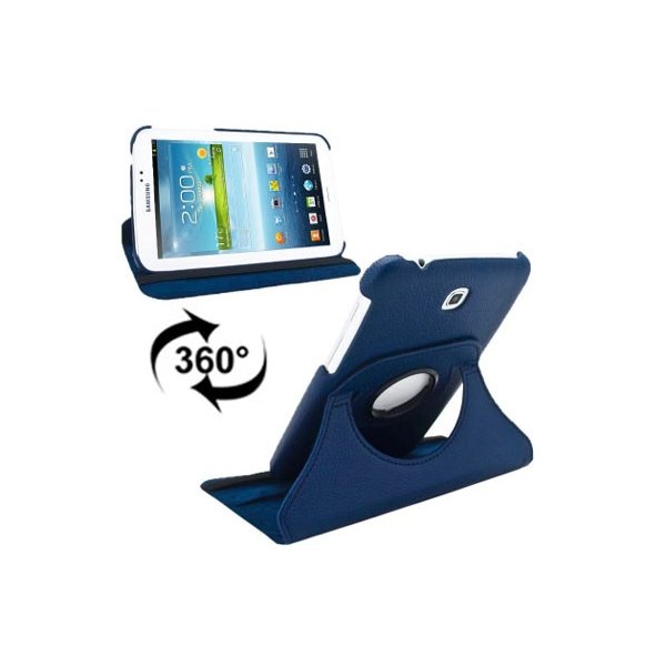 CUSTODIA BOOK PELLE GIREVOLE per SAMSUNG P3200 GALAXY TAB 3 7.0, P3210, SM-T210, SM-T211 7" POLLICI COLORE BLU