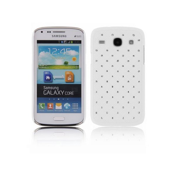 CUSTODIA BACK RIGIDA CON BRILLANTINI per SAMSUNG I8260 GALAXY CORE, I8262 COLORE BIANCO